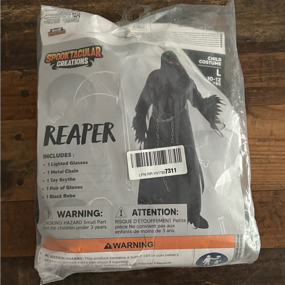 Spooktacular Creations Glowing Eyes Grim Reaper Costume‎ Size Large Halloween